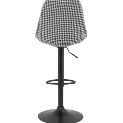 ALTEREGO Tabouret réglable 'MIKE' en tissu pied de poule et pied noir Clearance