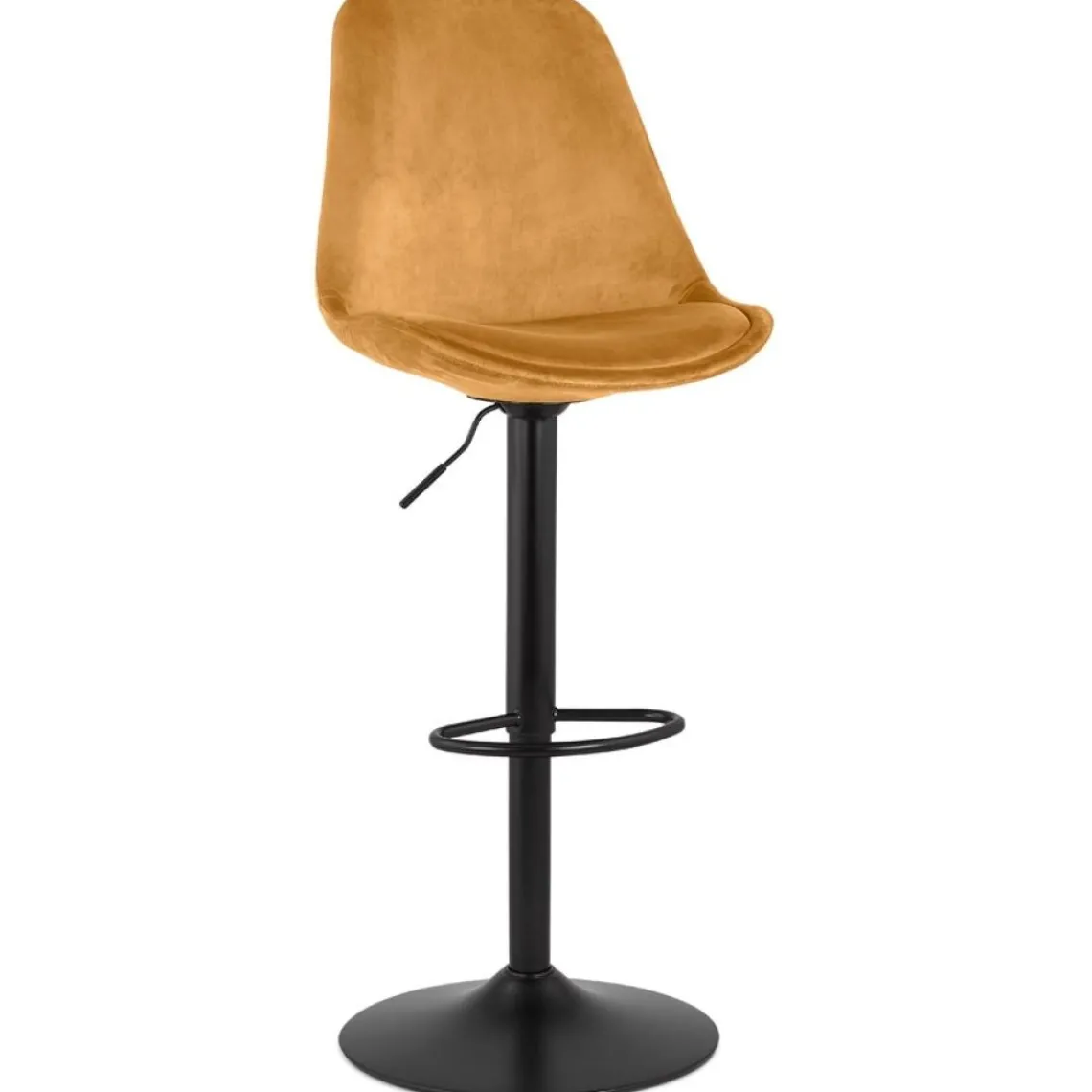 ALTEREGO Tabouret réglable 'MIKE' en velours moutarde et pied noir Best