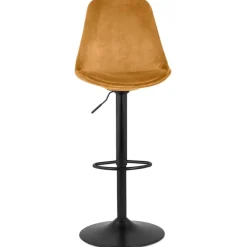 ALTEREGO Tabouret réglable 'MIKE' en velours moutarde et pied noir Best