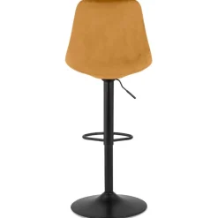 ALTEREGO Tabouret réglable 'MIKE' en velours moutarde et pied noir Best