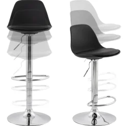 ALTEREGO Tabouret réglable 'PRINCES' noir avec haut dossier confortable Discount