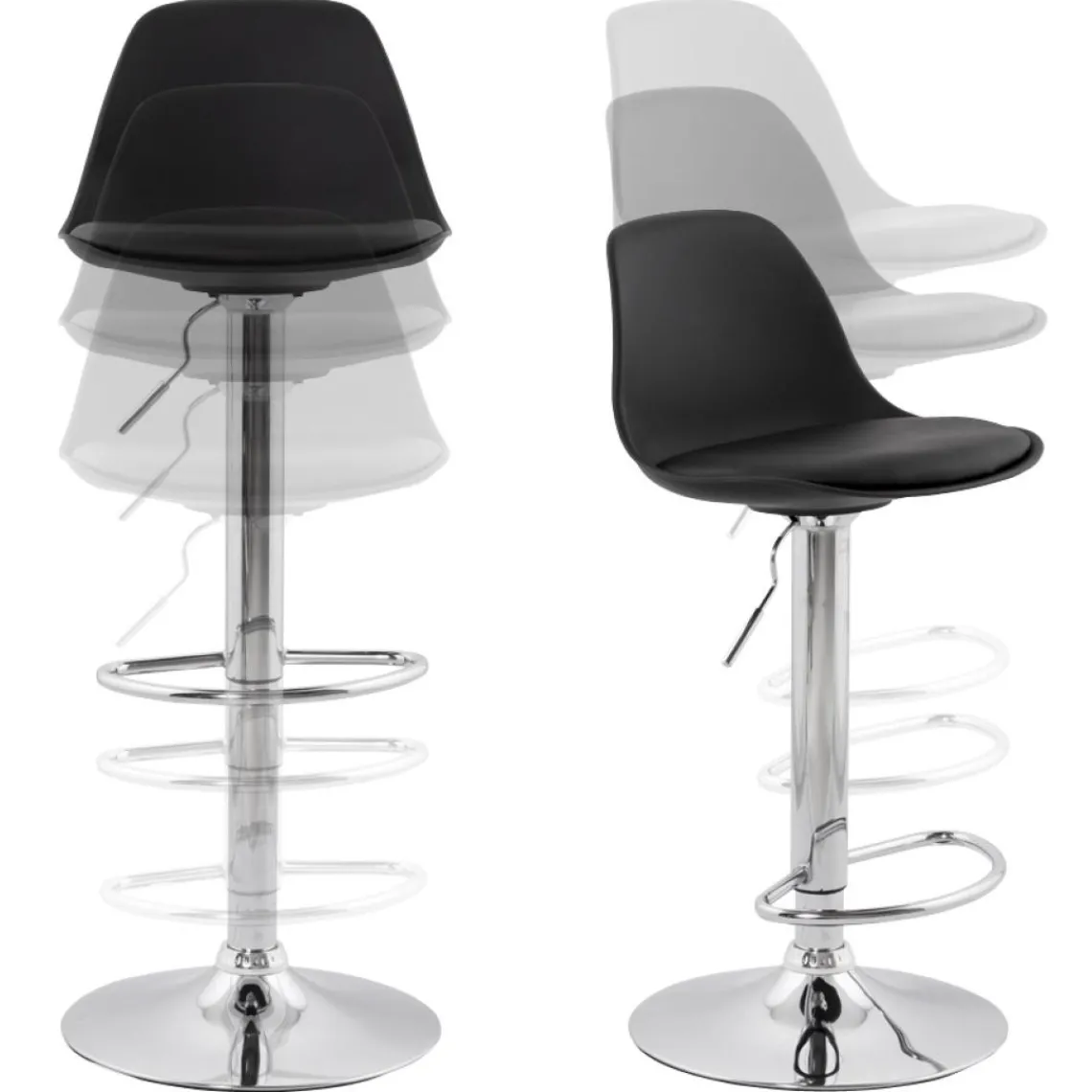 ALTEREGO Tabouret réglable 'PRINCES' noir avec haut dossier confortable Discount