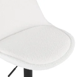 ALTEREGO Tabouret réglable 'ROSITA' en tissu bouloché blanc et pied en métal noir Clearance