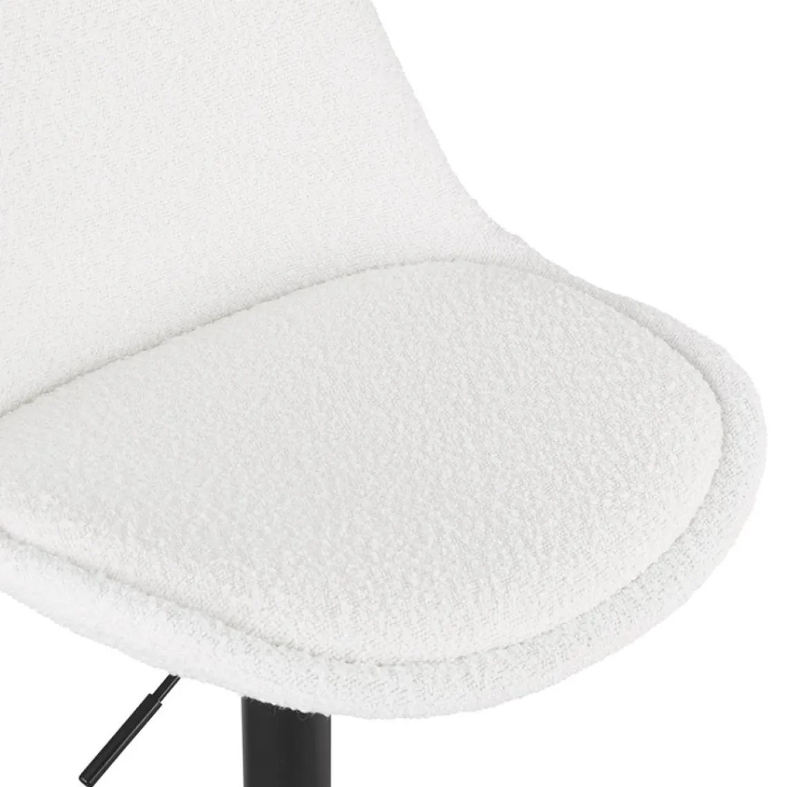 ALTEREGO Tabouret réglable 'ROSITA' en tissu bouloché blanc et pied en métal noir Clearance