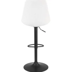 ALTEREGO Tabouret réglable 'ROSITA' en tissu bouloché blanc et pied en métal noir Clearance