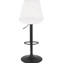 ALTEREGO Tabouret réglable 'ROSITA' en tissu bouloché blanc et pied en métal noir Clearance