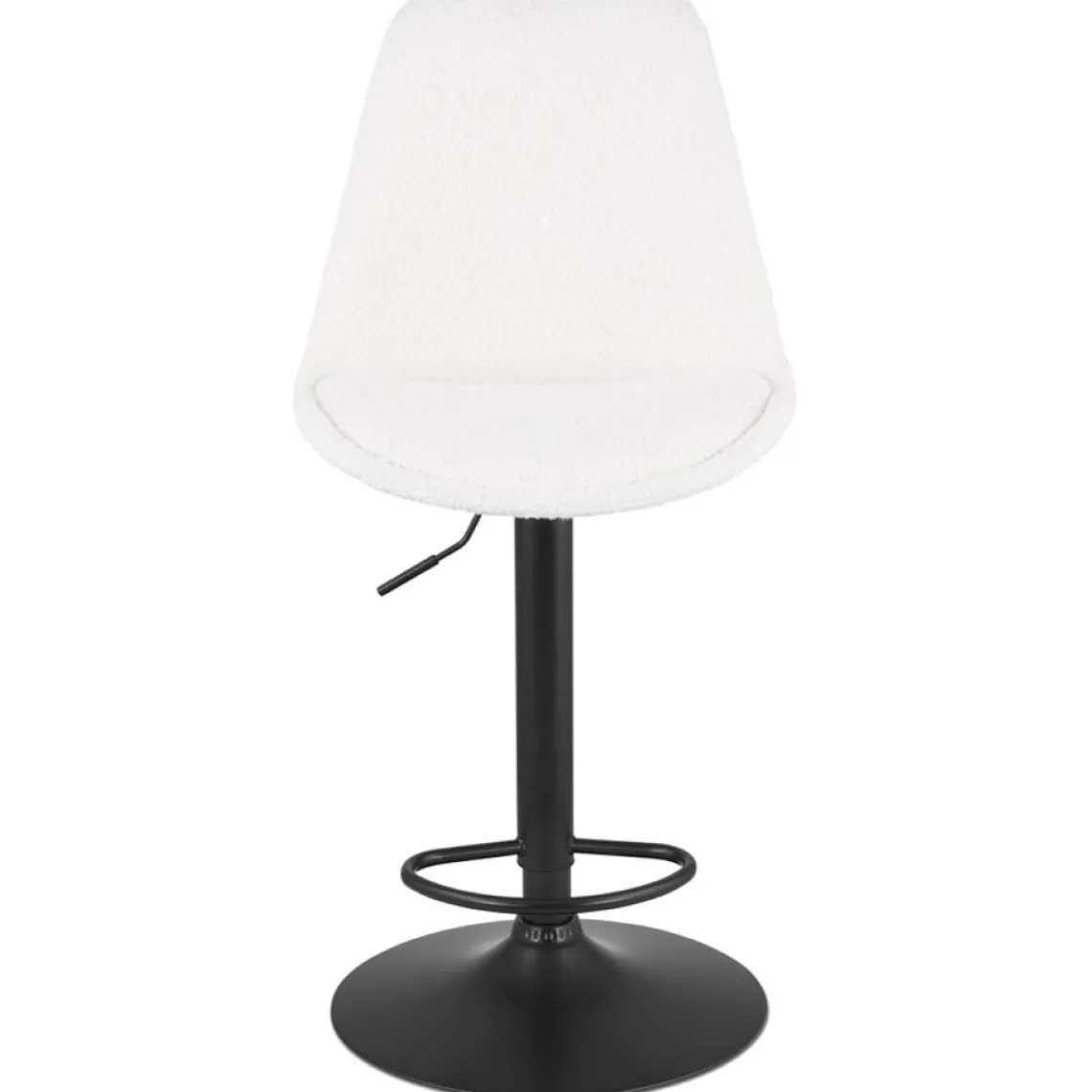ALTEREGO Tabouret réglable 'ROSITA' en tissu bouloché blanc et pied en métal noir Clearance