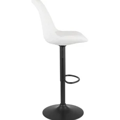 ALTEREGO Tabouret réglable 'ROSITA' en tissu bouloché blanc et pied en métal noir Clearance