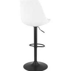 ALTEREGO Tabouret réglable 'ROSITA' en tissu bouloché blanc et pied en métal noir Clearance