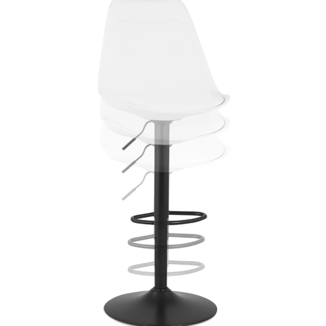 ALTEREGO Tabouret réglable 'TUTO' blanc et pied noir Hot