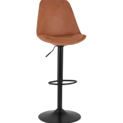 ALTEREGO Tabouret réglable 'ZEBRA' en microfibre brun et pied noir Sale