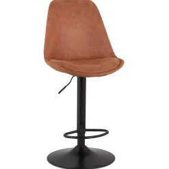 ALTEREGO Tabouret réglable 'ZEBRA' en microfibre brun et pied noir Sale