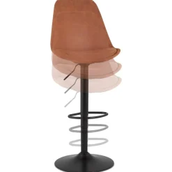 ALTEREGO Tabouret réglable 'ZEBRA' en microfibre brun et pied noir Sale