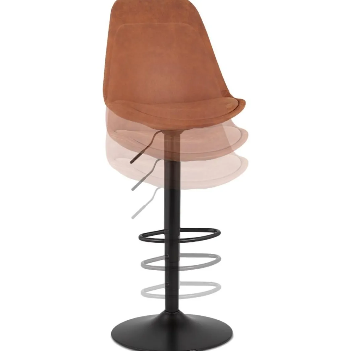 ALTEREGO Tabouret réglable 'ZEBRA' en microfibre brun et pied noir Sale