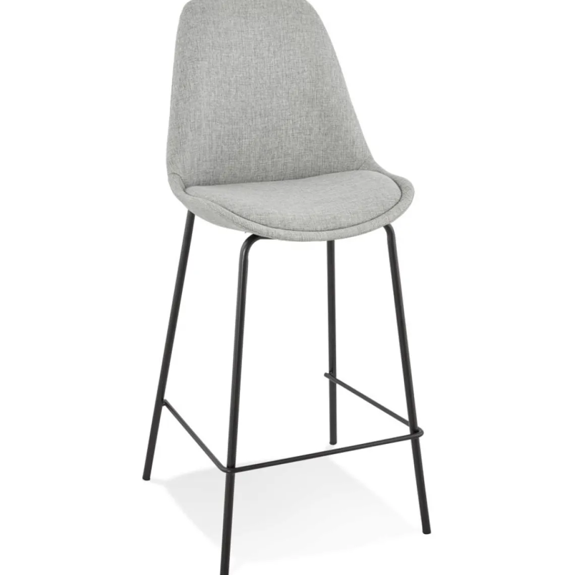 ALTEREGO Tabouret snack mi-hauteur 'ALOE MINI' en tissu gris avec pied en métal New