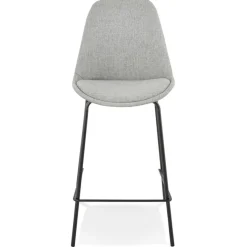 ALTEREGO Tabouret snack mi-hauteur 'ALOE MINI' en tissu gris avec pied en métal New