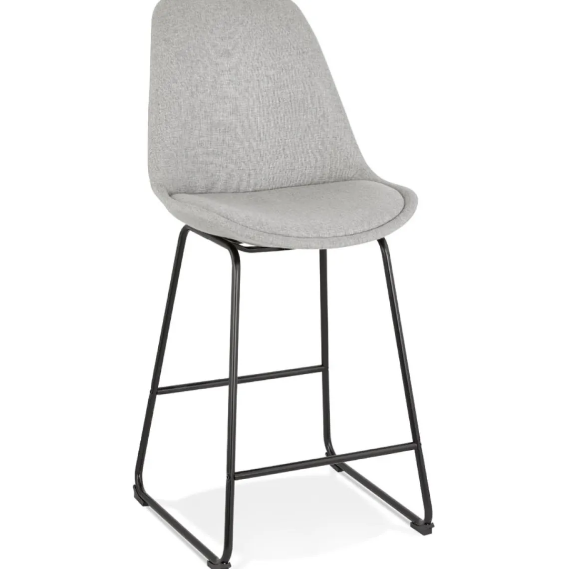 ALTEREGO Tabouret snack mi-hauteur 'RIGO MINI' en tissu gris et pieds en métal noir Outlet
