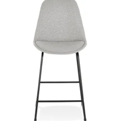 ALTEREGO Tabouret snack mi-hauteur 'RIGO MINI' en tissu gris et pieds en métal noir Outlet
