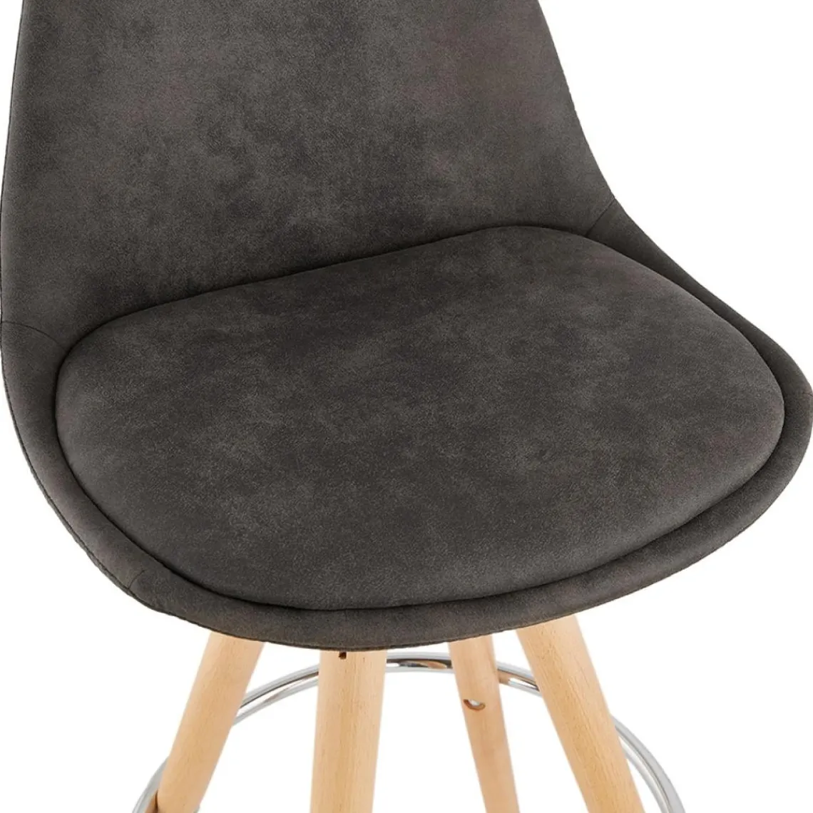 ALTEREGO Tabouret snack mi-hauteur 'MARKA MINI' en microfibre grise et pieds en bois naturel Online