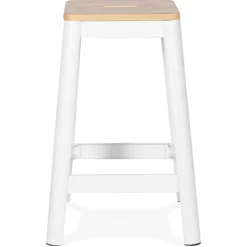 ALTEREGO Tabouret snack mi-hauteur 'LIDYA MINI' blanc style industriel Clearance