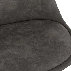 ALTEREGO Tabouret snack mi-hauteur 'TAO MINI' en microfibre grise et pieds en métal noir Online