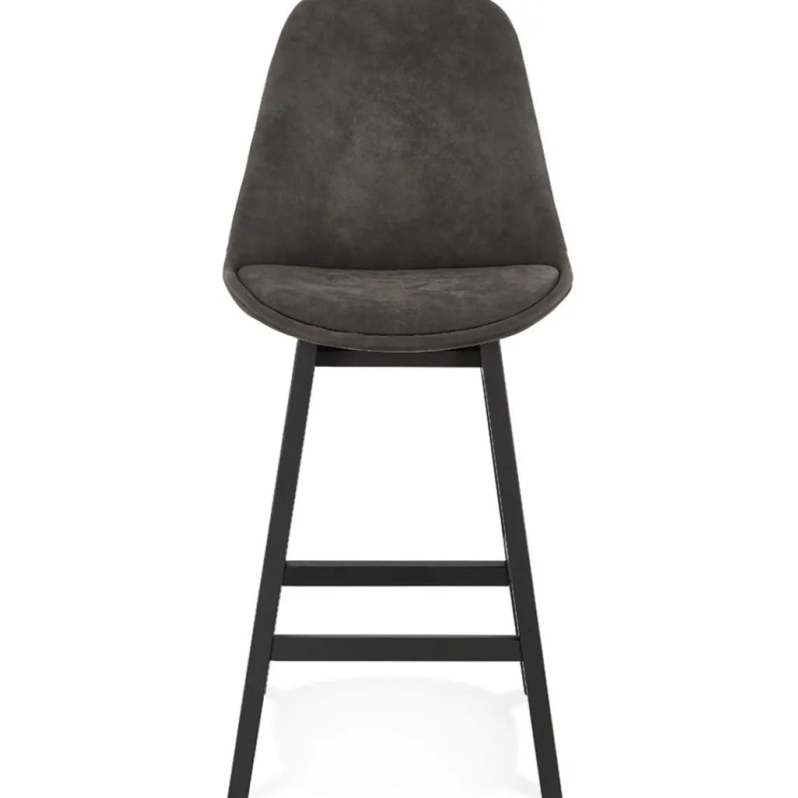 ALTEREGO Tabouret snack mi-hauteur 'ASPEN MINI' en microfibre grise et pieds en bois noir