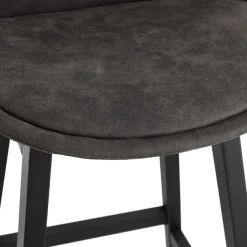 ALTEREGO Tabouret snack mi-hauteur 'ASPEN MINI' en microfibre grise et pieds en bois noir