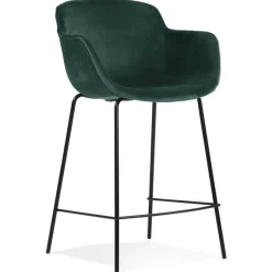 ALTEREGO Tabouret snack mi-hauteur 'LARISSA MINI' en velours vert New
