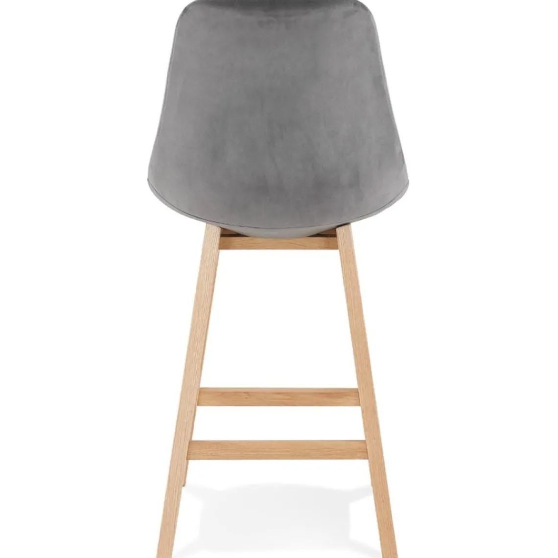 ALTEREGO Tabouret snack mi-hauteur 'MORISS MINI' en velours gris et pieds en bois naturel Hot