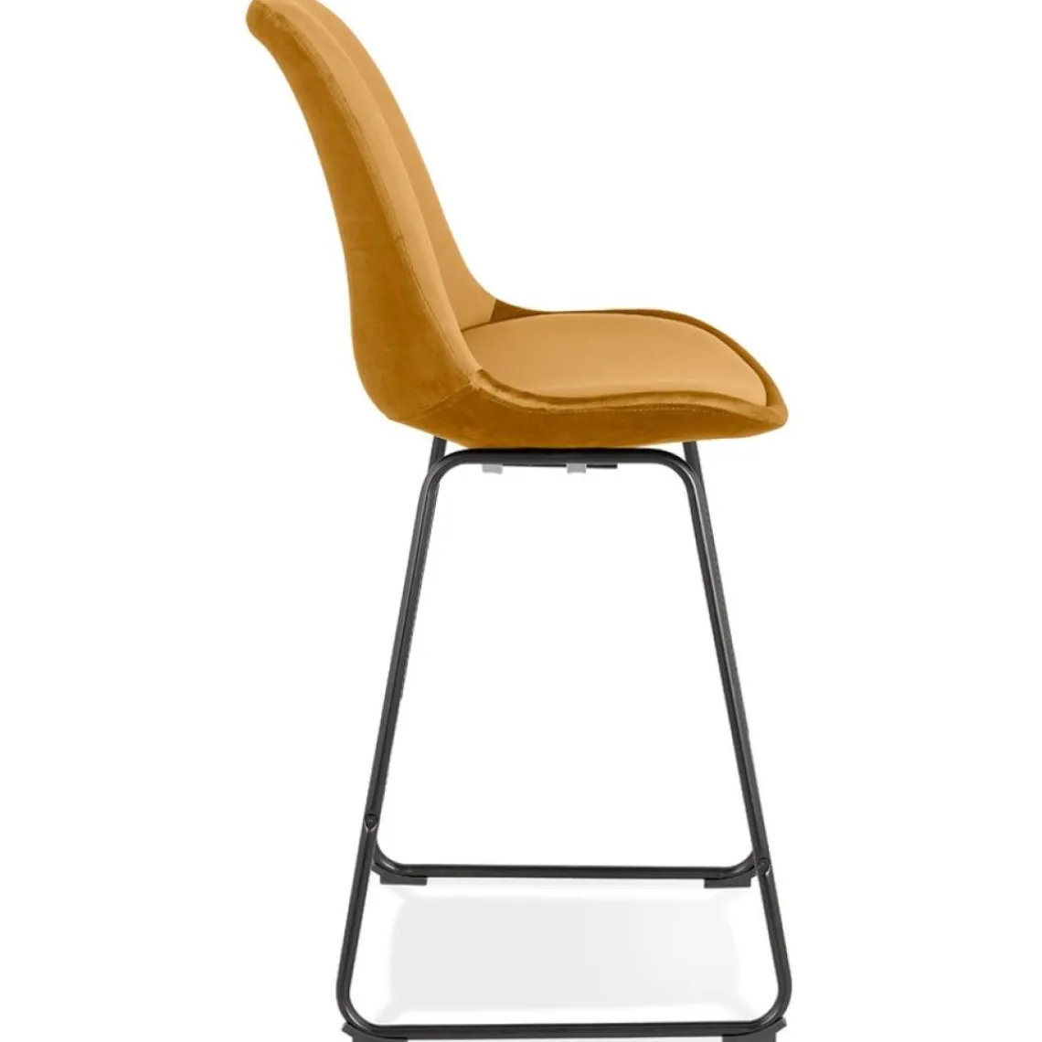 ALTEREGO Tabouret snack mi-hauteur 'BULLY MINI' en velours moutarde et pieds en métal noir Best
