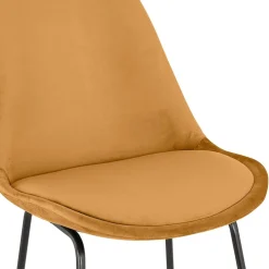 ALTEREGO Tabouret snack mi-hauteur 'BULLY MINI' en velours moutarde et pieds en métal noir Best