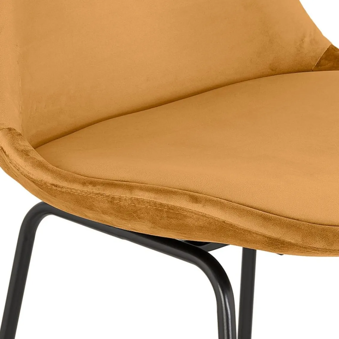 ALTEREGO Tabouret snack mi-hauteur 'BULLY MINI' en velours moutarde et pieds en métal noir Best