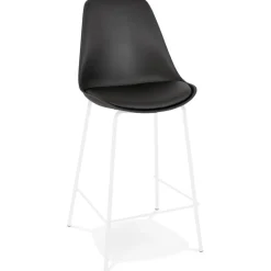 ALTEREGO Tabouret snack mi-hauteur 'LEMON MINI' noir avec pied en métal blanc Online