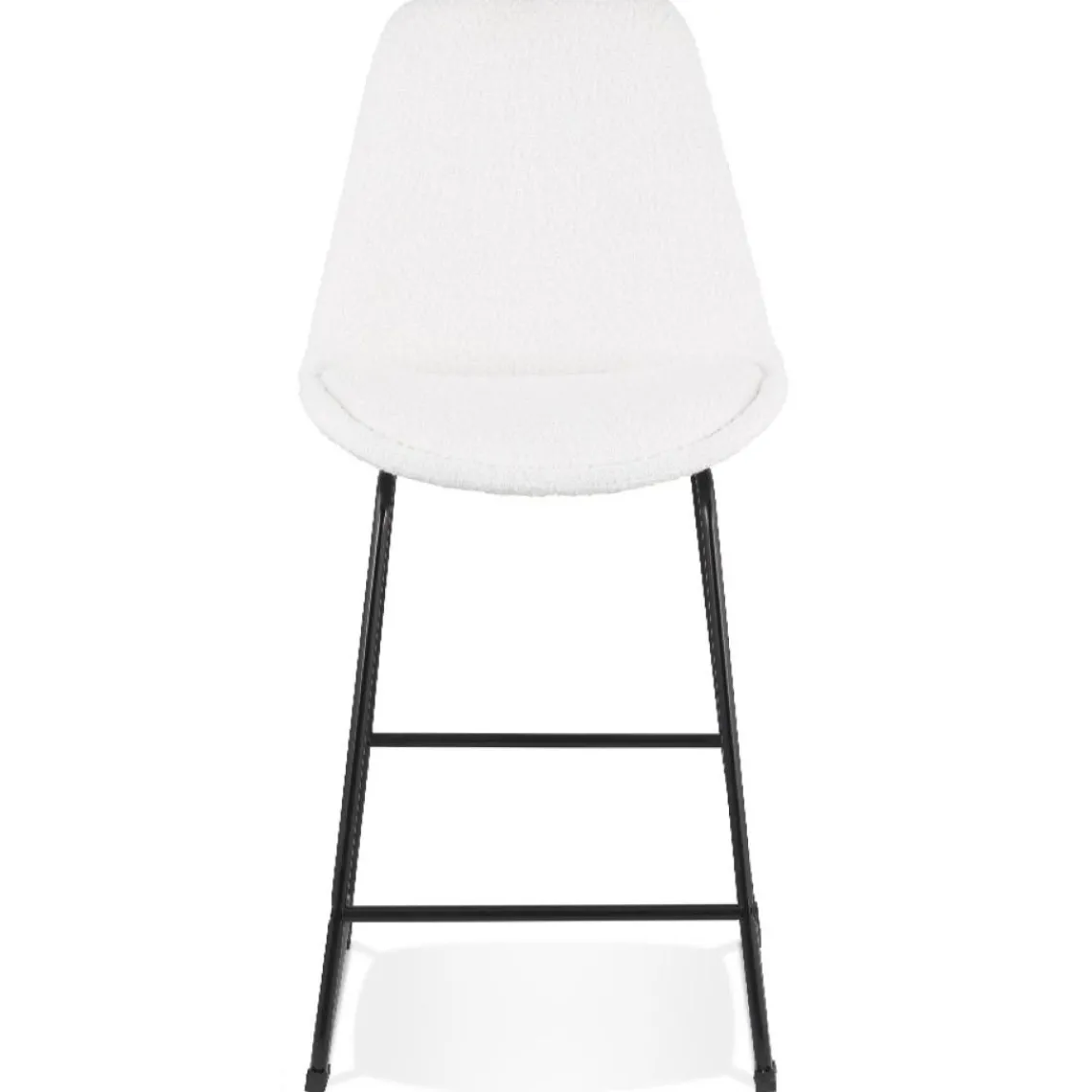 ALTEREGO Tabouret snack mi-hauteur 'ALICE MINI' en tissu bouloché blanc et pied traineau en métal noir Online