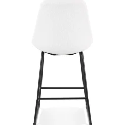 ALTEREGO Tabouret snack mi-hauteur 'ALICE MINI' en tissu bouloché blanc et pied traineau en métal noir Online