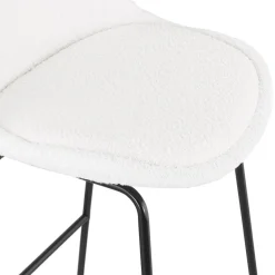 ALTEREGO Tabouret snack mi-hauteur 'ALICE MINI' en tissu bouloché blanc et pied traineau en métal noir Online