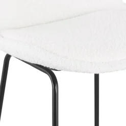 ALTEREGO Tabouret snack mi-hauteur 'ALICE MINI' en tissu bouloché blanc et pied traineau en métal noir Online