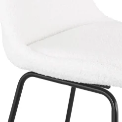 ALTEREGO Tabouret snack mi-hauteur 'ALICE MINI' en tissu bouloché blanc et pied traineau en métal noir Online