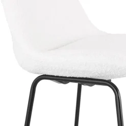 ALTEREGO Tabouret snack mi-hauteur 'ALICE MINI' en tissu bouloché blanc et pied traineau en métal noir Online