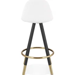 ALTEREGO Tabouret snack mi-hauteur 'CLARISSE MINI' en tissu bouloché blanc et 4 pieds en bois noir Online