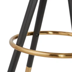 ALTEREGO Tabouret snack mi-hauteur 'CLARISSE MINI' en tissu bouloché blanc et 4 pieds en bois noir Online