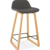 ALTEREGO Tabouret snack mi-hauteur scandinave 'BALTIK MINI' en tissu gris Clearance