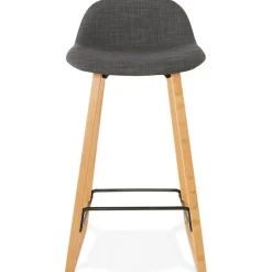 ALTEREGO Tabouret snack mi-hauteur scandinave 'BALTIK MINI' en tissu gris Clearance