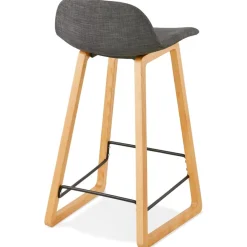 ALTEREGO Tabouret snack mi-hauteur scandinave 'BALTIK MINI' en tissu gris Clearance