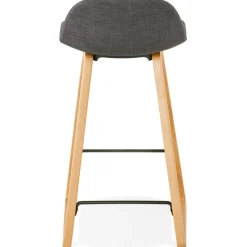 ALTEREGO Tabouret snack mi-hauteur scandinave 'BALTIK MINI' en tissu gris Clearance