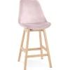 ALTEREGO Tabouret snack mi-hauteur 'MORISS MINI' en velours rose et pieds en bois naturel New