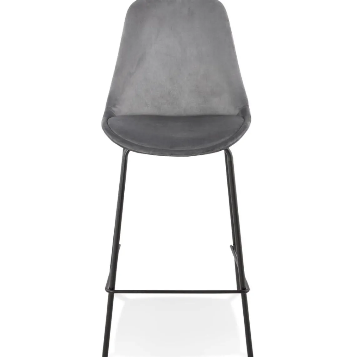 ALTEREGO Tabouret snack mi-hauteur 'SPARK MINI' en velours gris et pieds en métal noir