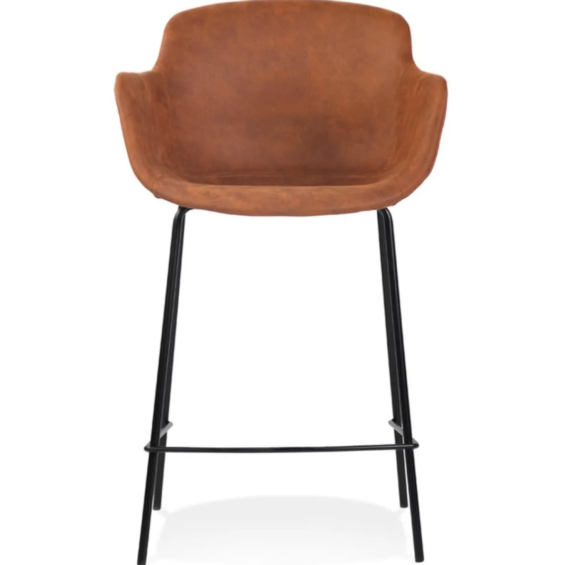 ALTEREGO Tabouret snack mi-hauteur 'CALVIN MINI' en microfibre brune Outlet