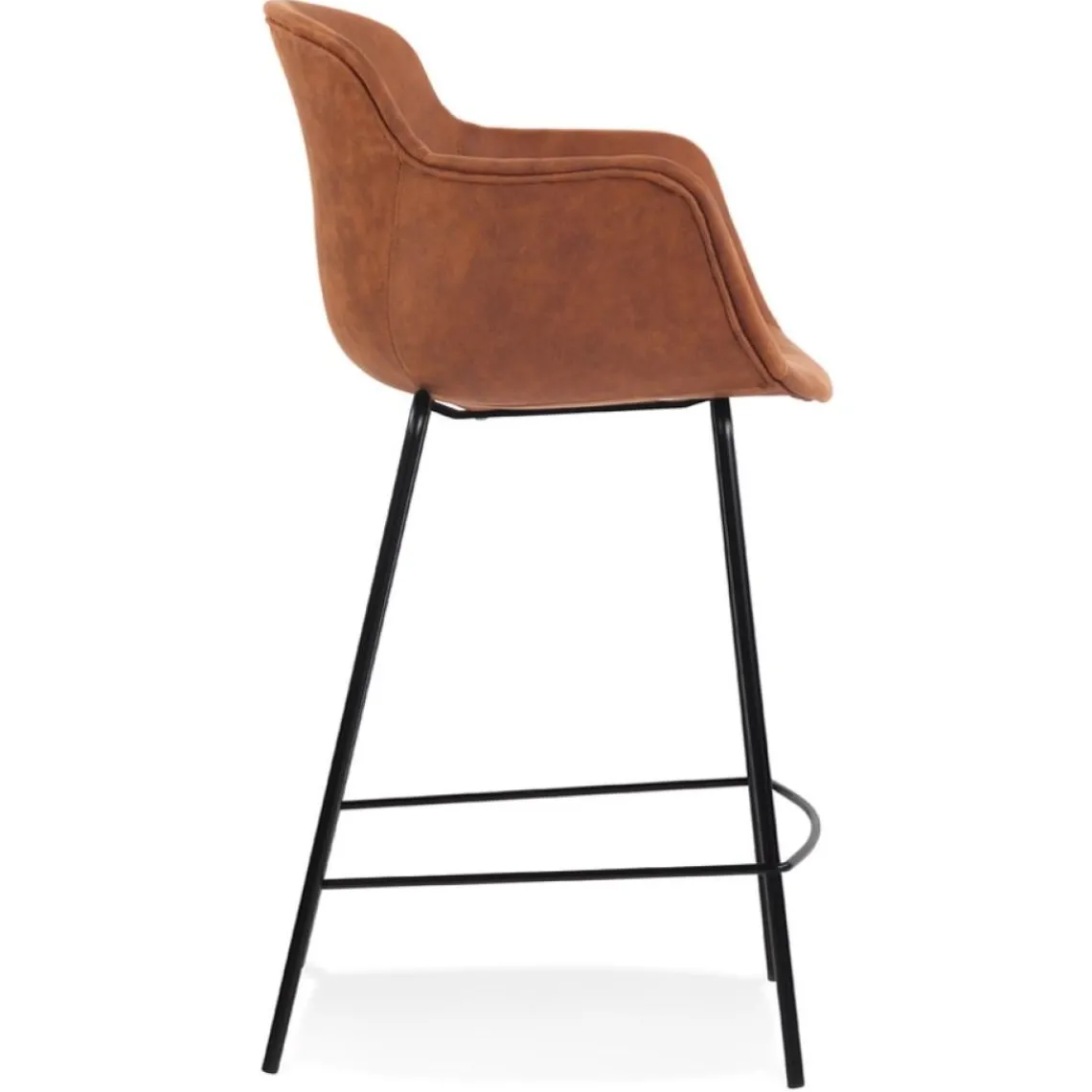 ALTEREGO Tabouret snack mi-hauteur 'CALVIN MINI' en microfibre brune Outlet