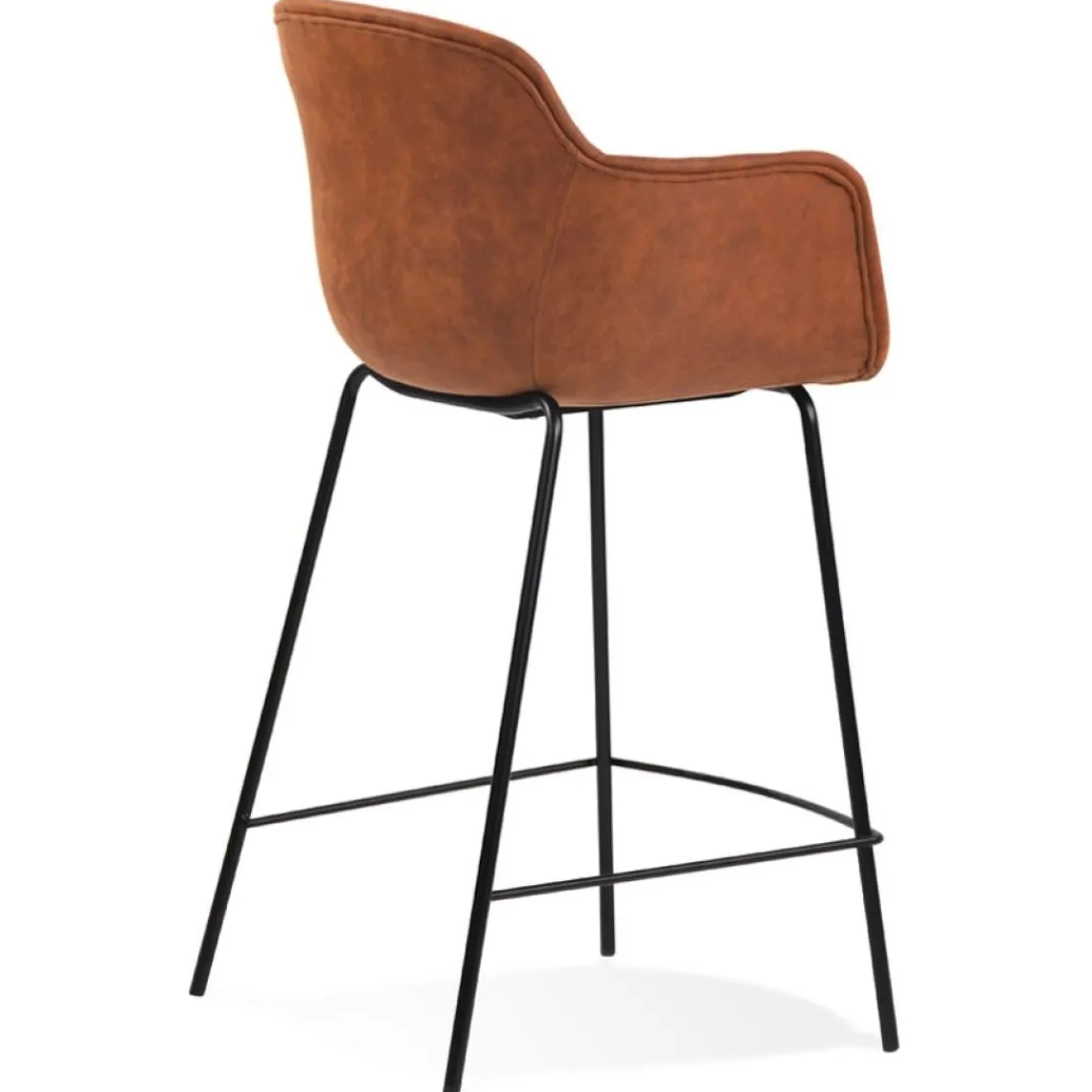 ALTEREGO Tabouret snack mi-hauteur 'CALVIN MINI' en microfibre brune Outlet